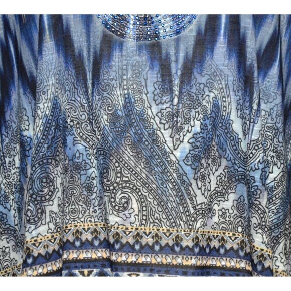 Catherines Womens Blue Embroidered Beaded Blouse Tunic Top Plus Size 1X 18 20W - Picture 5 of 13